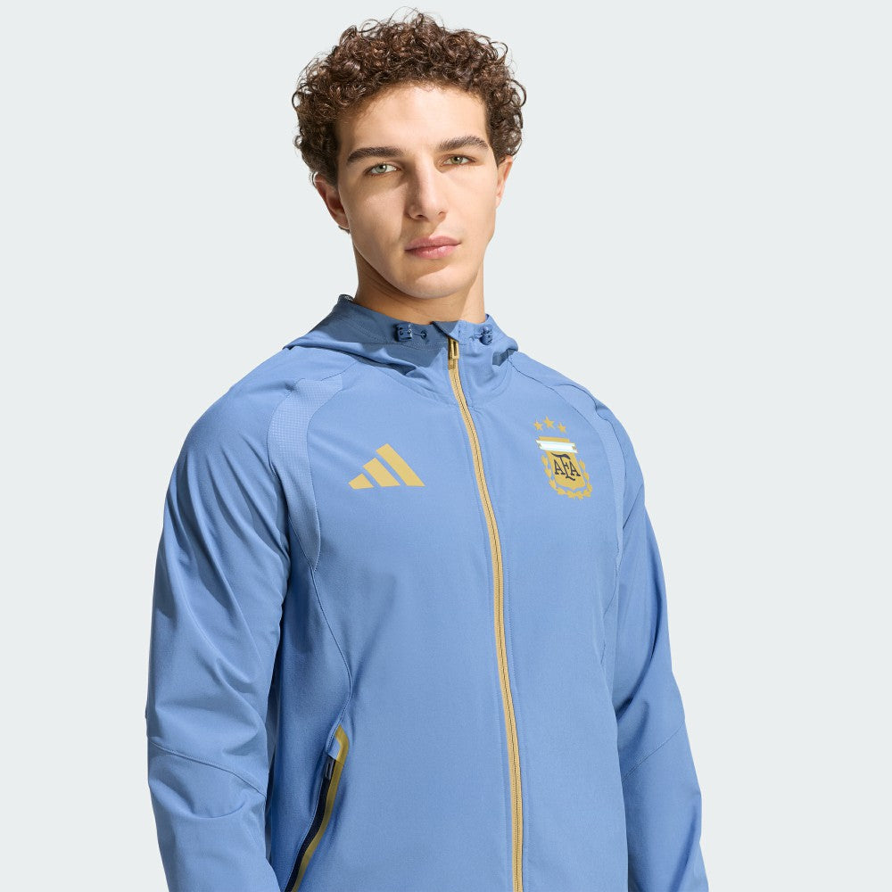 Adidas - Argentina National Team FIFA x World Cup Tiro Travel Raglan Full-Zip Windbreaker Hoodie - Blue