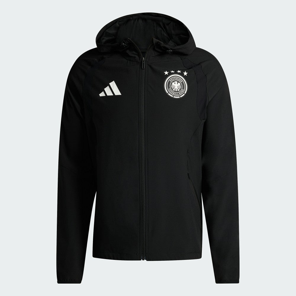 Adidas - Germany National Team FIFA x World Cup 2026 Tiro Travel Raglan Full-Zip Windbreaker Hoodie - Black