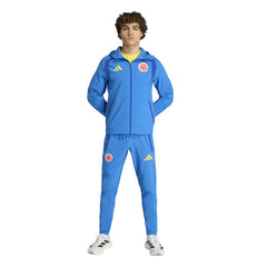 Adidas - Colombia National Team FIFA x World Cup 2026 Tiro Travel Raglan Full-Zip Windbreaker Hoodie - Blue