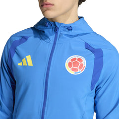 Adidas - Colombia National Team FIFA x World Cup 2026 Tiro Travel Raglan Full-Zip Windbreaker Hoodie - Blue