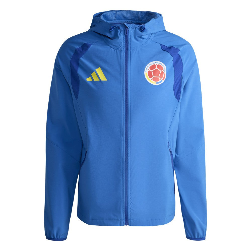 Adidas - Colombia National Team FIFA x World Cup 2026 Tiro Travel Raglan Full-Zip Windbreaker Hoodie - Blue