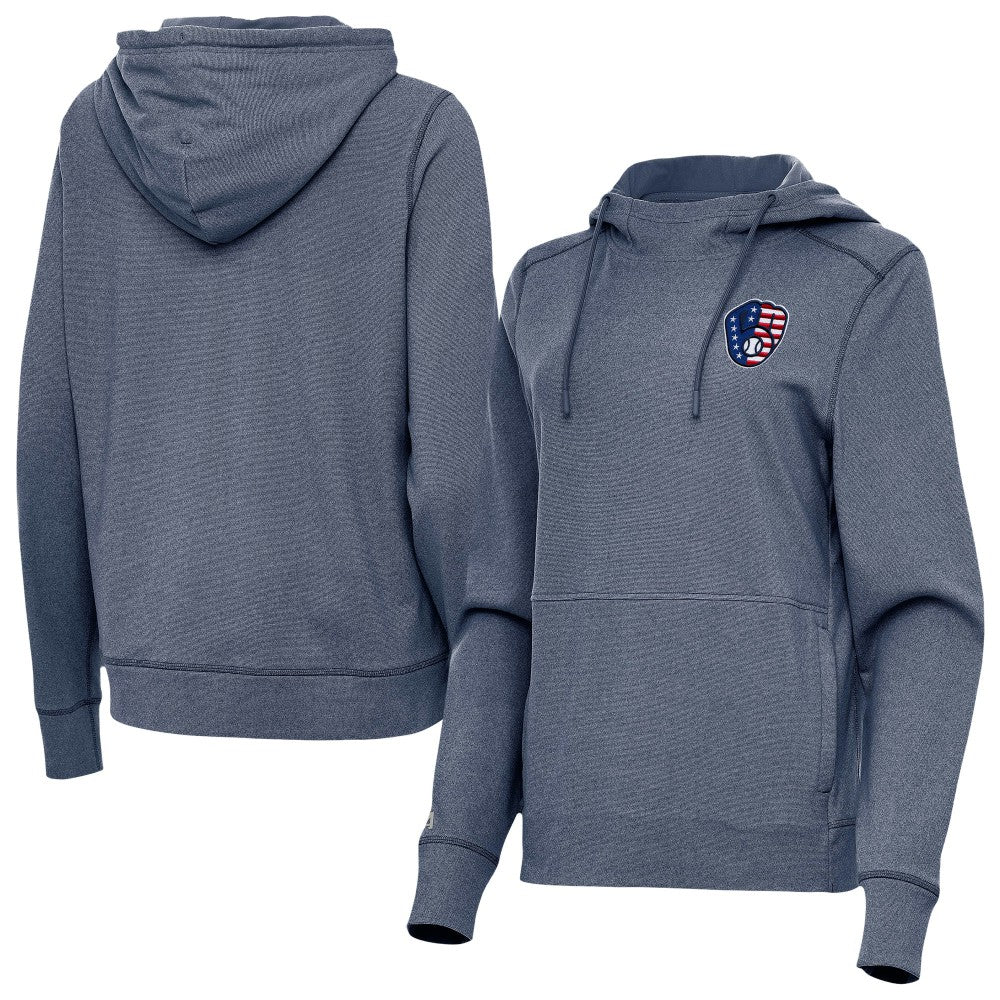 Milwaukee Brewers Antigua Women's Justice Stars and Stripes Team Logo Pullover Hoodie for sale