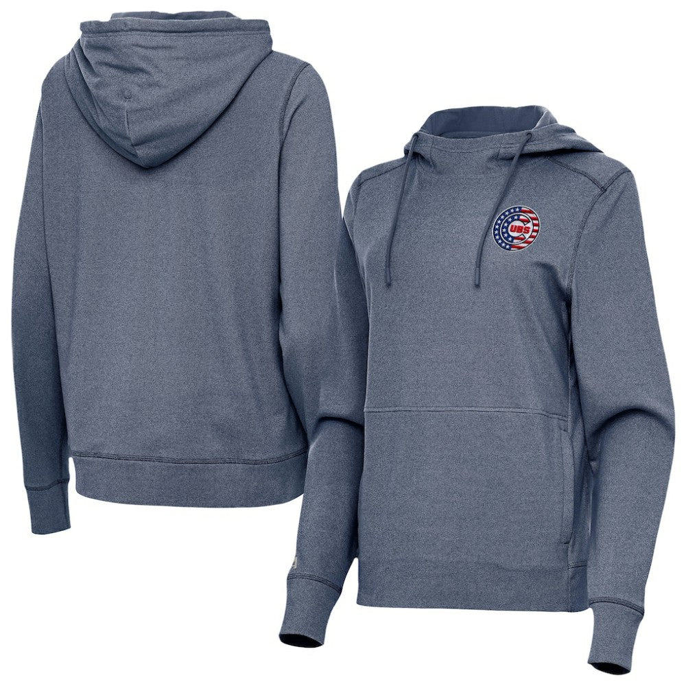 Chicago Cubs Antigua Women's Justice Stars and Stripes Team Logo Pullover Hoodie Sale