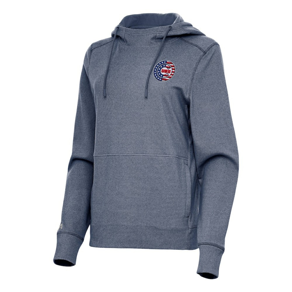 Chicago Cubs Antigua Women's Justice Stars and Stripes Team Logo Pullover Hoodie Sale