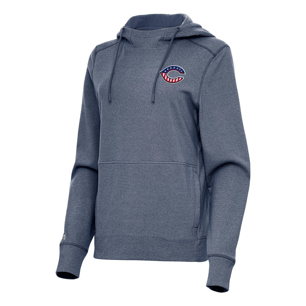 Cincinnati Reds Antigua Women's Justice Stars and Stripes Team Logo Pullover Hoodie Outlet