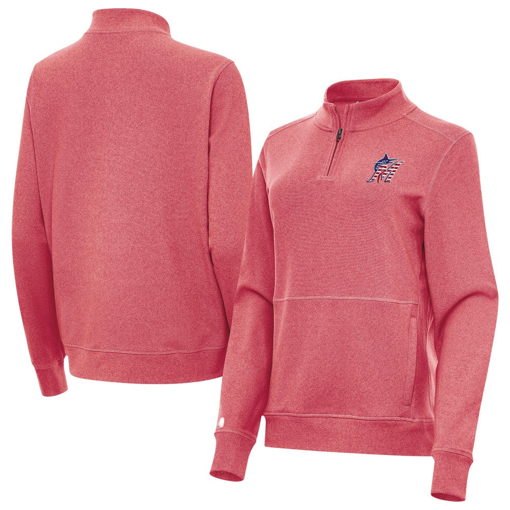 Miami Marlins Antigua Women's Crush Stars and Stripes Team Logo Quarter-Zip Pullover Top Online