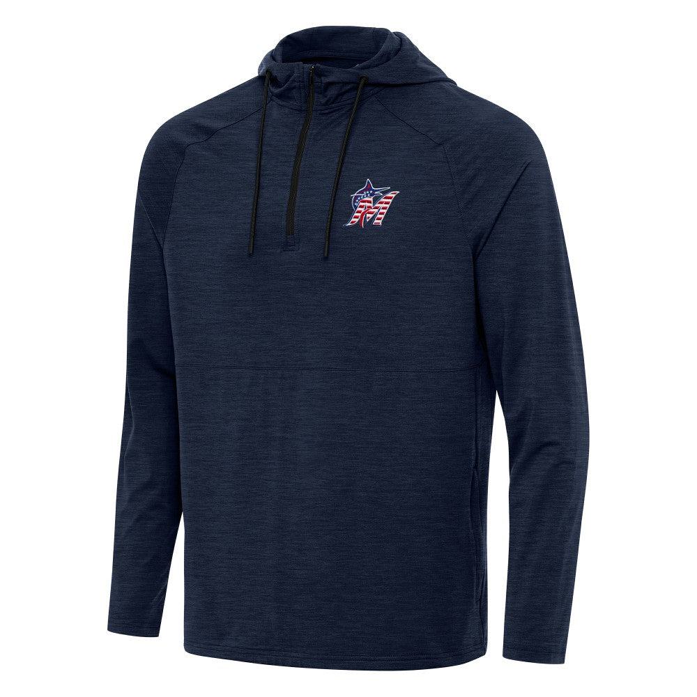 Miami Marlins Antigua Spikes Stars and Stripes Team Logo Quarter-Zip Pullover Hoodie for sale