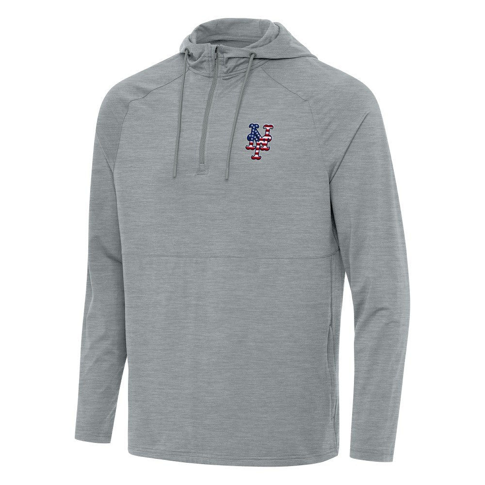 New York Mets Antigua Spikes Stars and Stripes Team Logo Quarter-Zip Pullover Hoodie Online
