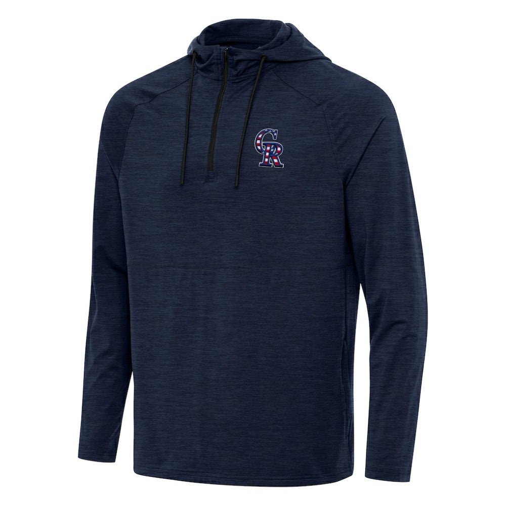 Colorado Rockies Antigua Spikes Stars and Stripes Team Logo Quarter-Zip Pullover Hoodie Outlet
