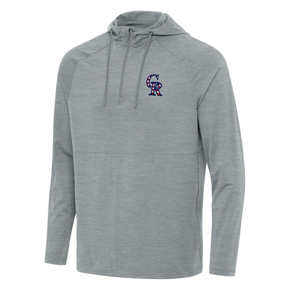 Colorado Rockies Antigua Spikes Stars and Stripes Team Logo Quarter-Zip Pullover Hoodie for sale