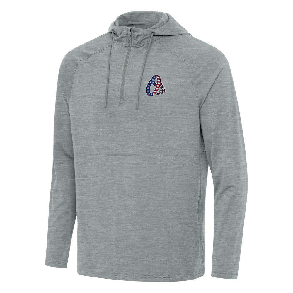 Baltimore Orioles Antigua Spikes Stars and Stripes Team Logo Quarter-Zip Pullover Hoodie Outlet