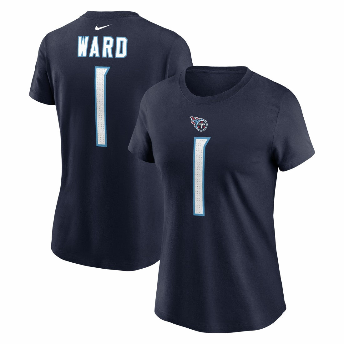 Cameron Ward Tennessee Titans Women's Name & Number T-Shirt - Navy - Nike