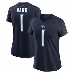 Cameron Ward Tennessee Titans Women's Name & Number T-Shirt - Navy - Nike