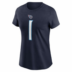 Cameron Ward Tennessee Titans Women's Name & Number T-Shirt - Navy - Nike