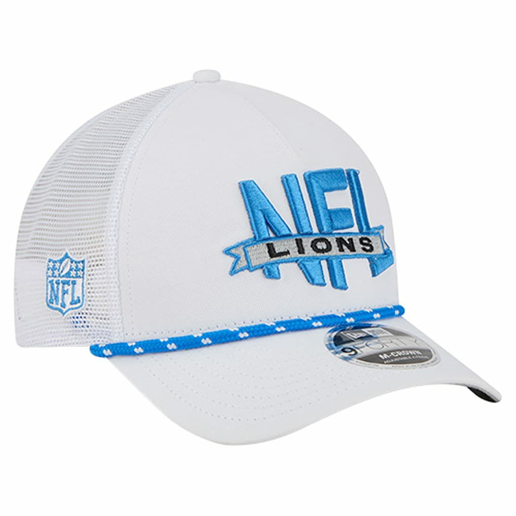 Detroit Lions New Era NFL 9FORTY A-Frame M-Crown Adjustable Trucker Hat - White - NFL