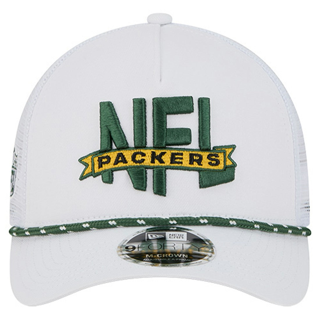 Green Bay Packers New Era NFL 9FORTY A-Frame M-Crown Adjustable Trucker Hat - White - NFL