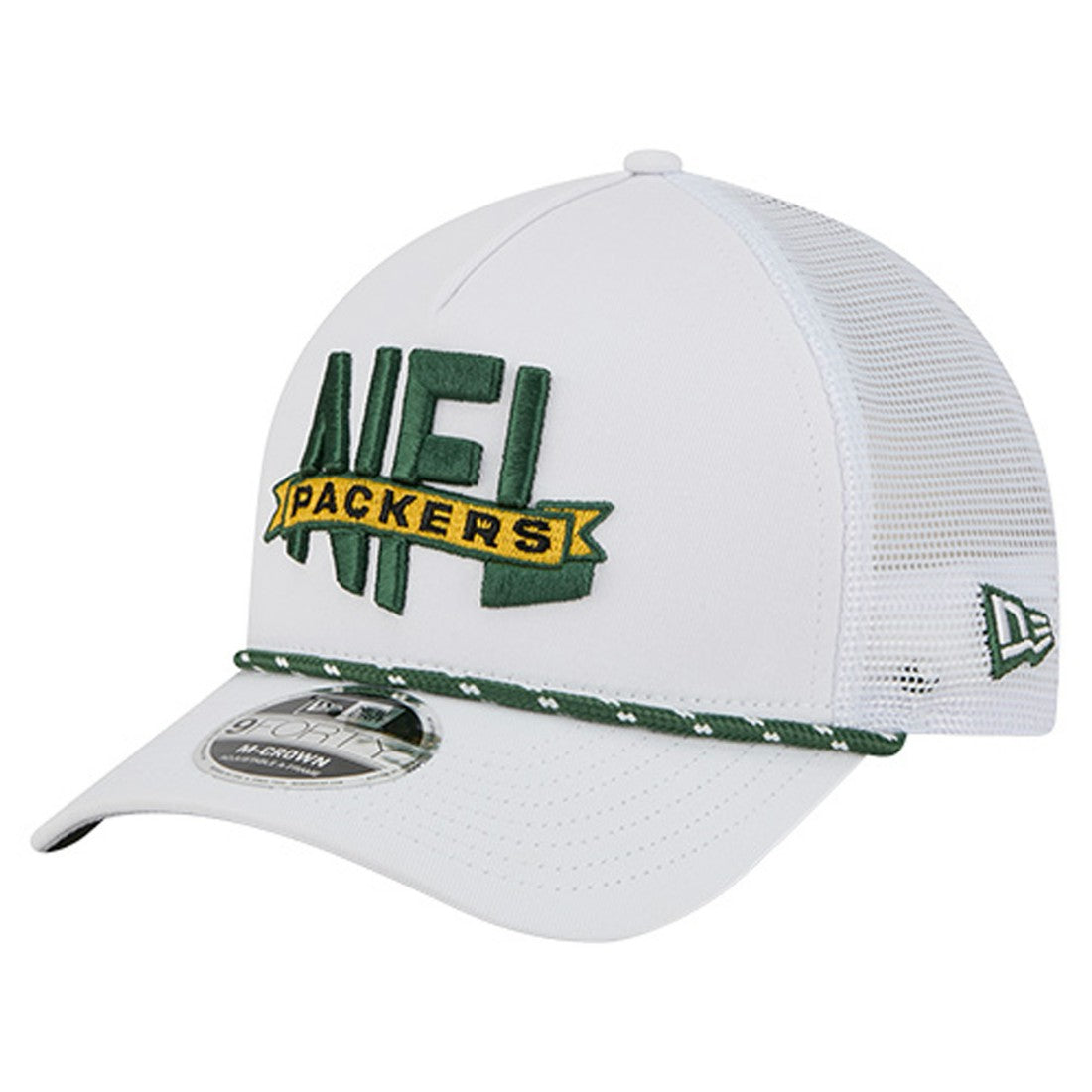 Green Bay Packers New Era NFL 9FORTY A-Frame M-Crown Adjustable Trucker Hat - White - NFL