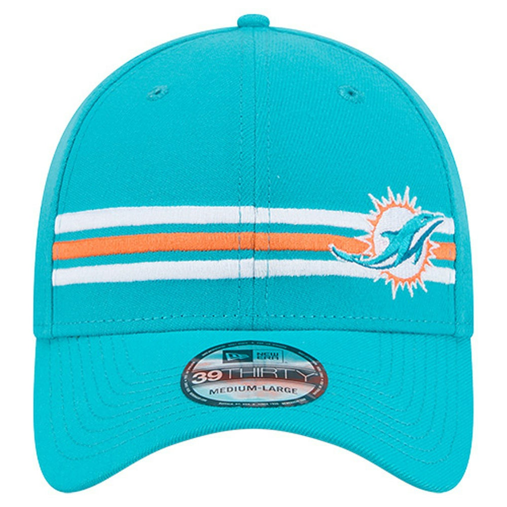 Miami Dolphins New Era Stripes 39THIRTY Flex Hat - Aqua - NFL