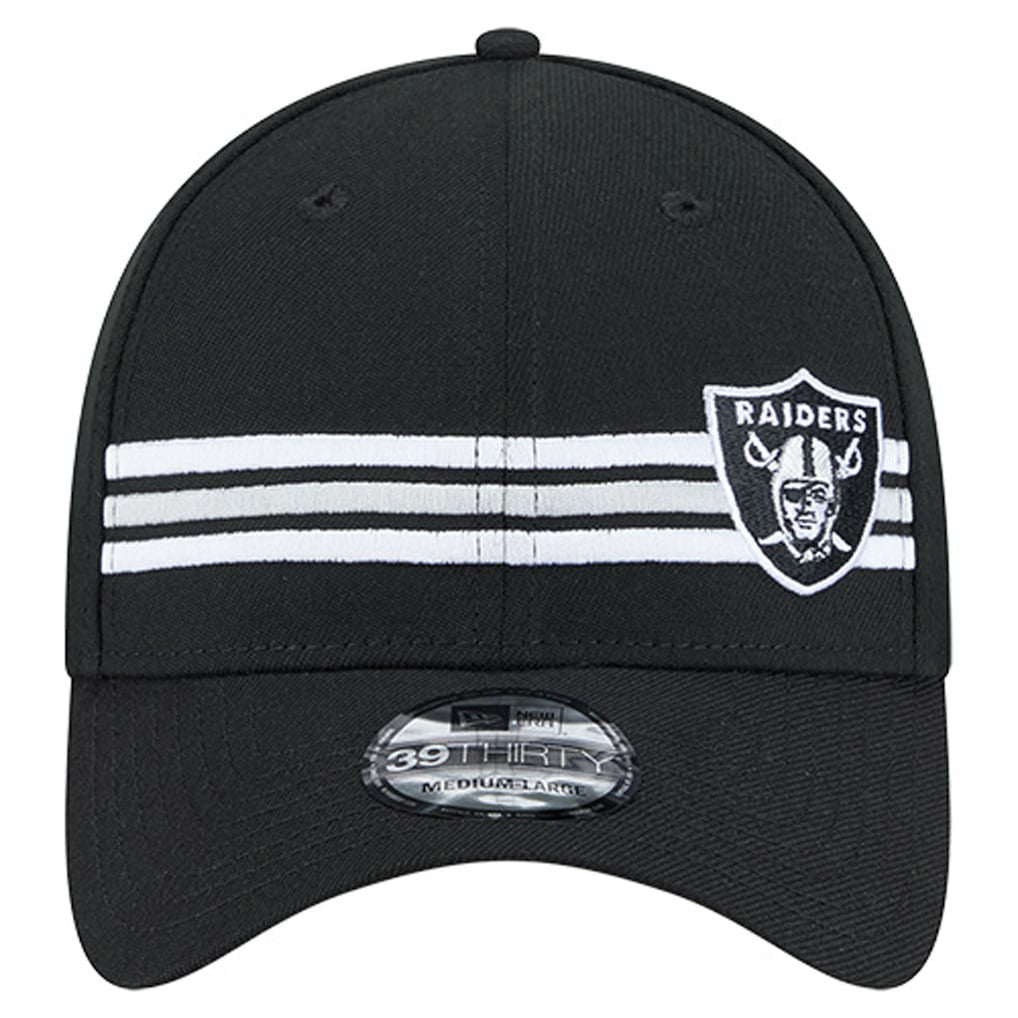 Las Vegas Raiders New Era Stripes 39THIRTY Flex Hat - Black - NFL