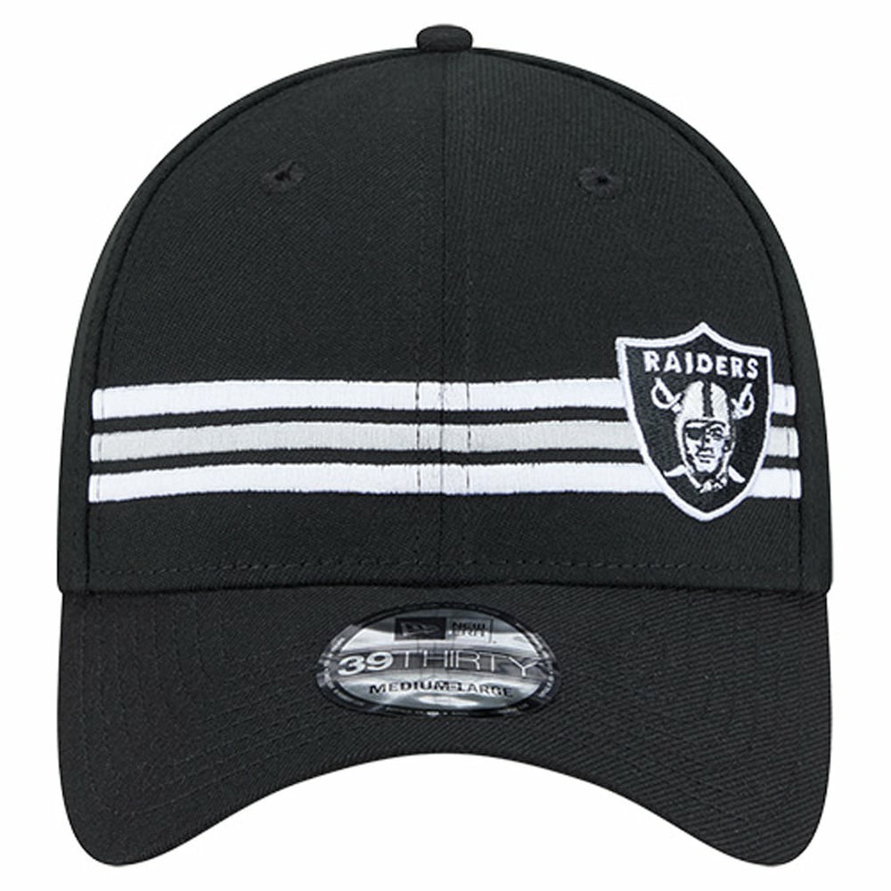 Las Vegas Raiders New Era Stripes 39THIRTY Flex Hat - Black - NFL