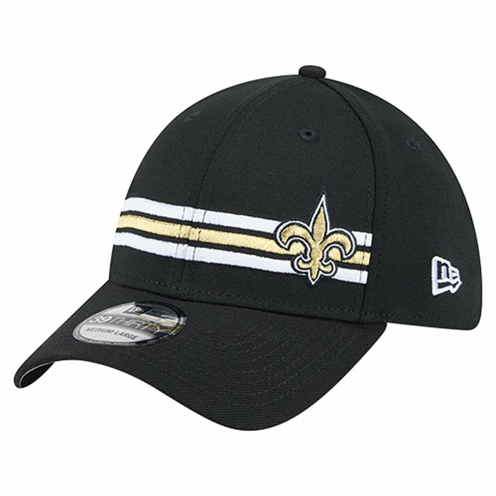 New Orleans Saints New Era Stripes 39THIRTY Flex Hat - Black - NFL