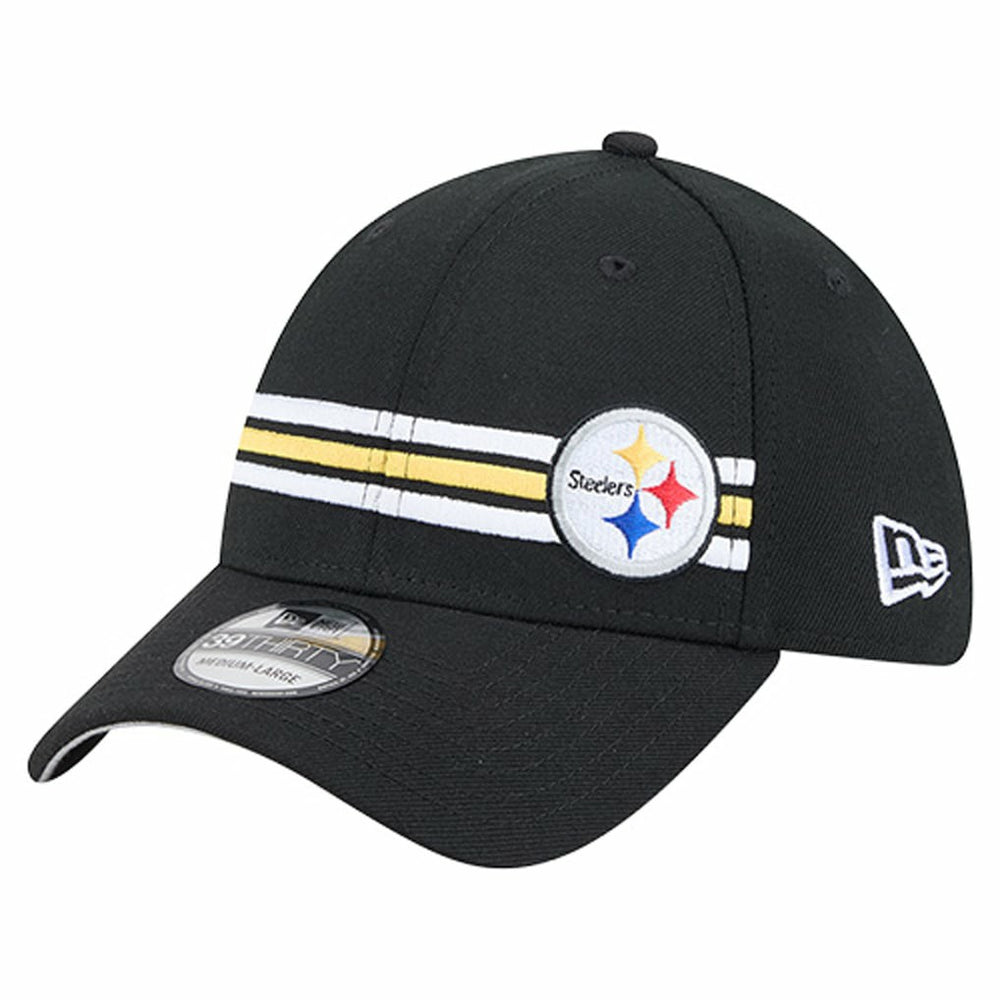 Pittsburgh Steelers New Era Stripes 39THIRTY Flex Hat - Black - NFL