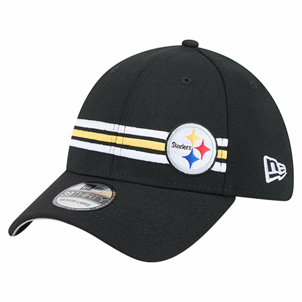 Pittsburgh Steelers New Era Stripes 39THIRTY Flex Hat - Black - NFL