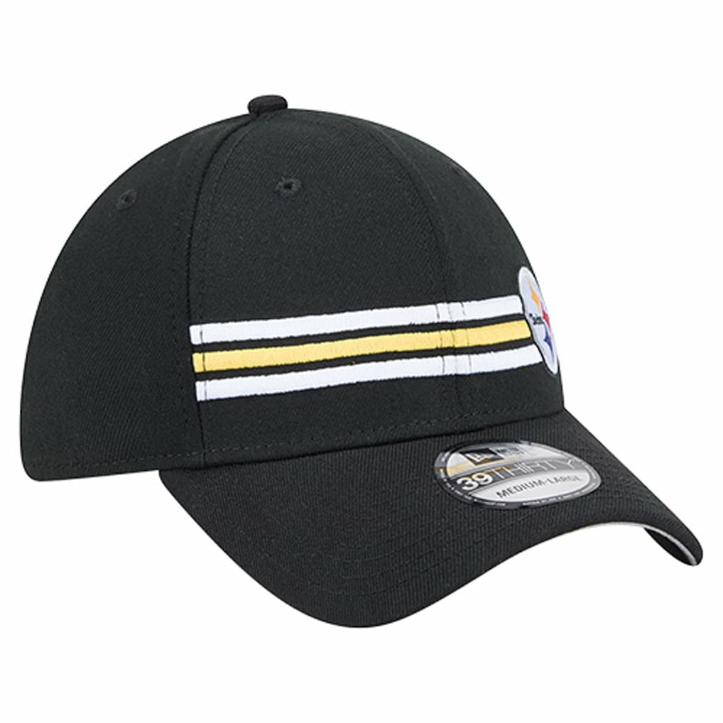 Pittsburgh Steelers New Era Stripes 39THIRTY Flex Hat - Black - NFL