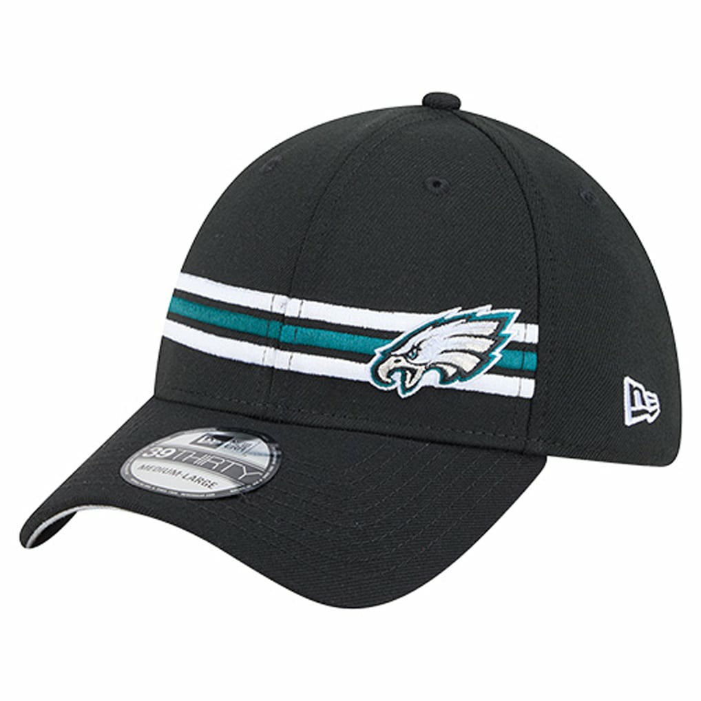 Philadelphia Eagles New Era Stripes 39THIRTY Flex Hat - Black - NFL