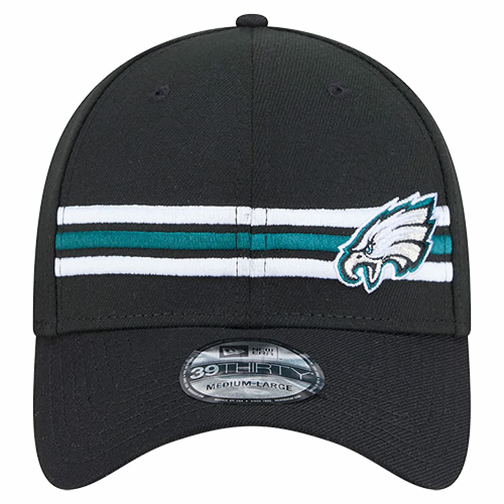 Philadelphia Eagles New Era Stripes 39THIRTY Flex Hat - Black - NFL