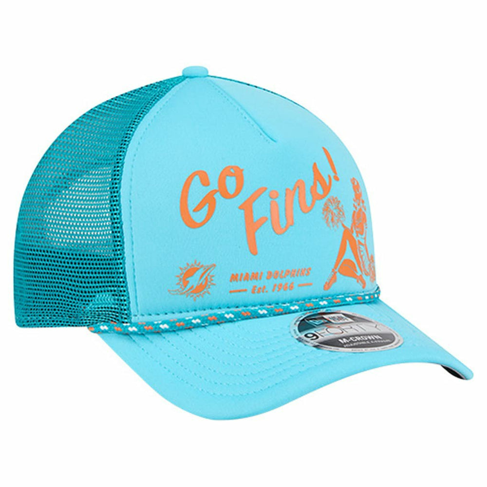Miami Dolphins New Era Gas Station 9FORTY A-Frame M-Crown Adjustable Trucker Hat - Aqua - NFL