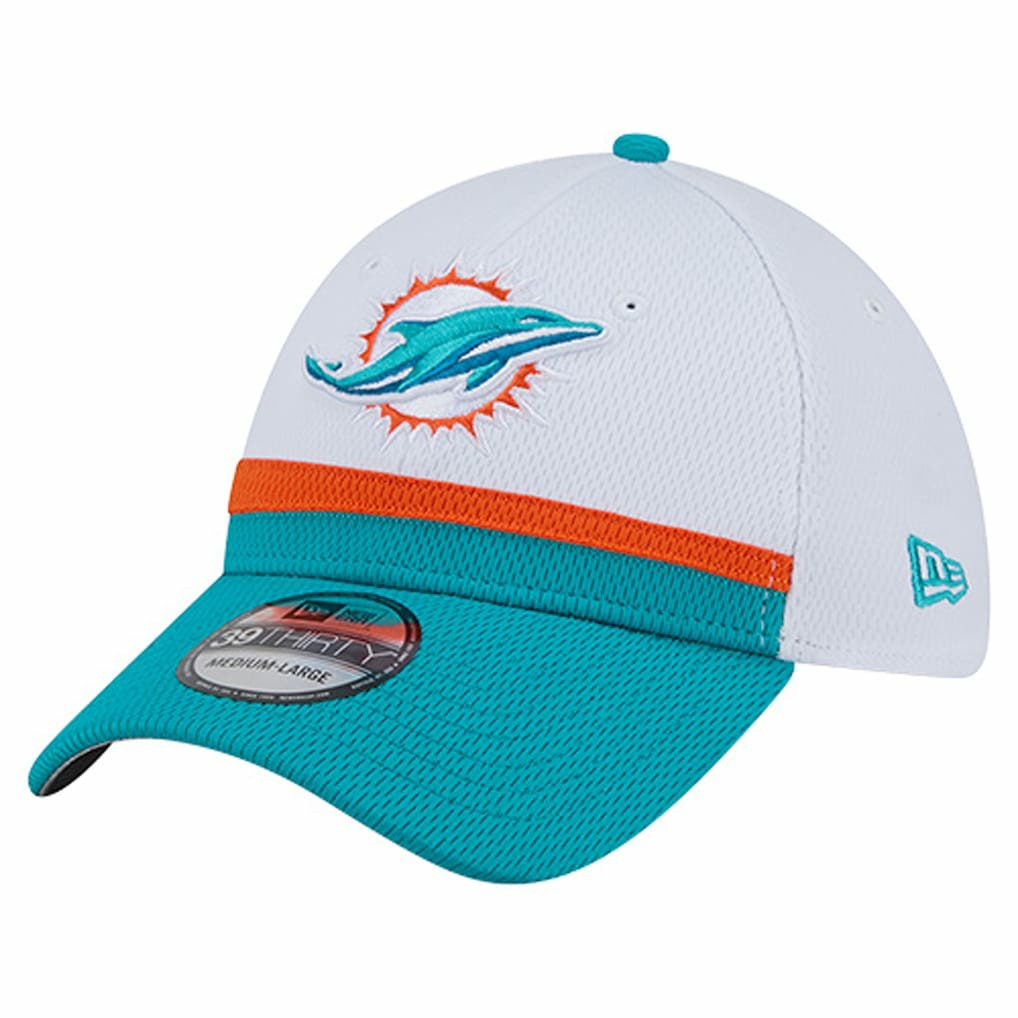 Miami Dolphins New Era Dashmark Rays 39THIRTY Flex Hat - White/Aqua - NFL