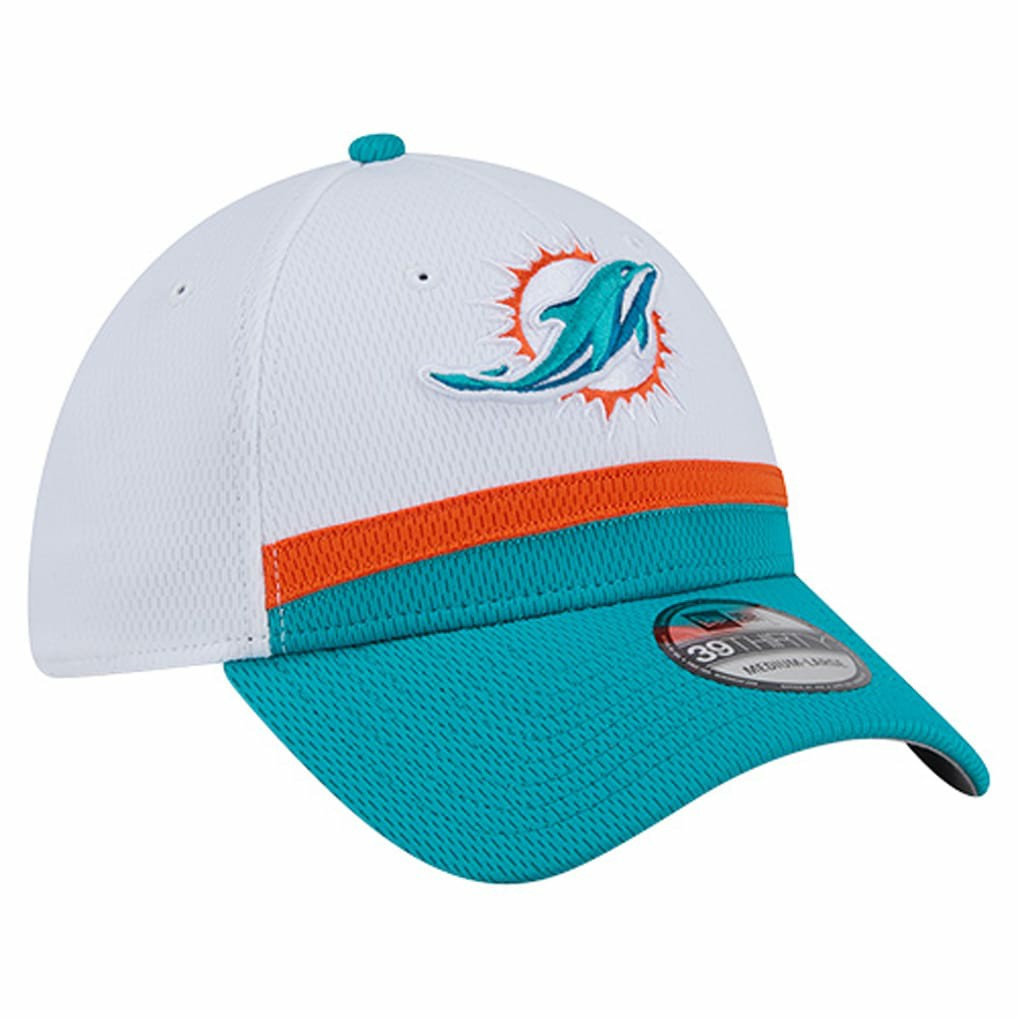 Miami Dolphins New Era Dashmark Rays 39THIRTY Flex Hat - White/Aqua - NFL