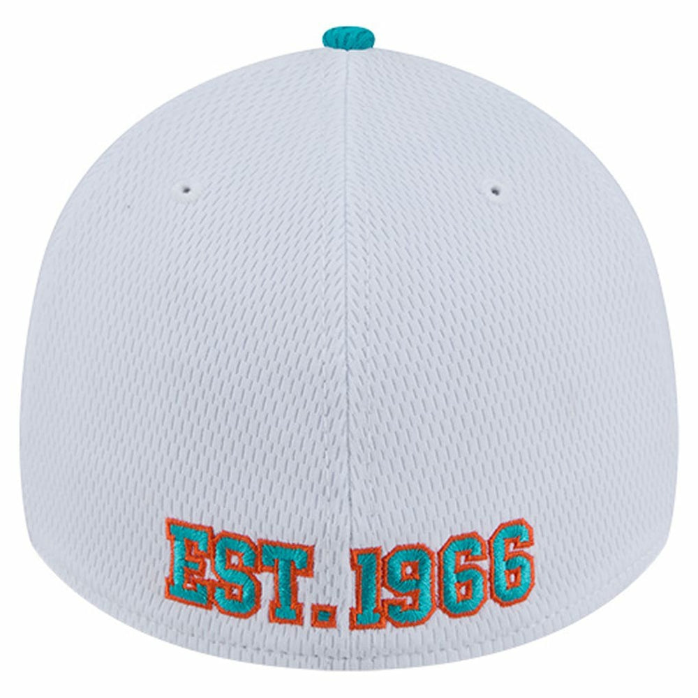 Miami Dolphins New Era Dashmark Rays 39THIRTY Flex Hat - White/Aqua - NFL