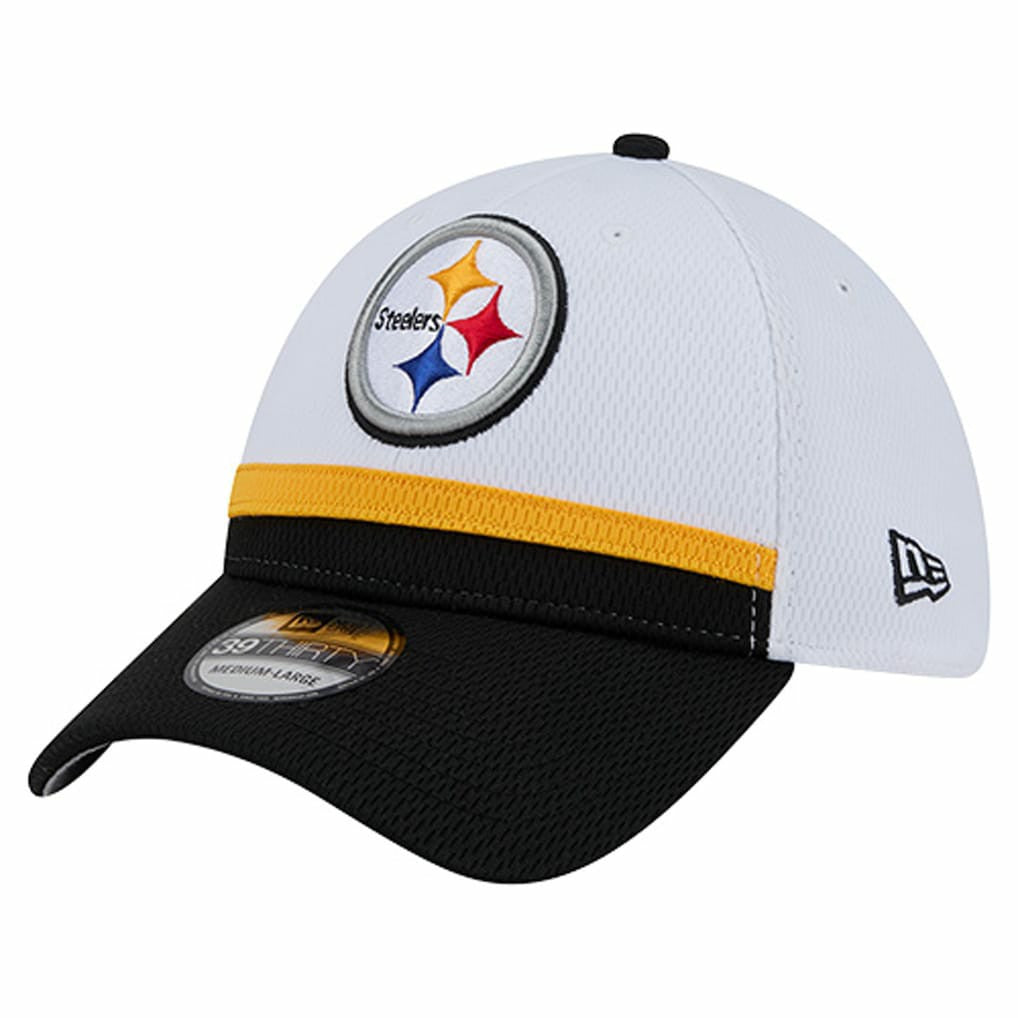 Pittsburgh Steelers New Era Dashmark Rays 39THIRTY Flex Hat - White/Black - NFL
