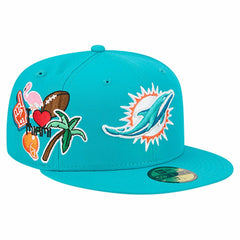 Miami Dolphins New Era Group Chat 59FIFTY Fitted Hat - Aqua - NFL