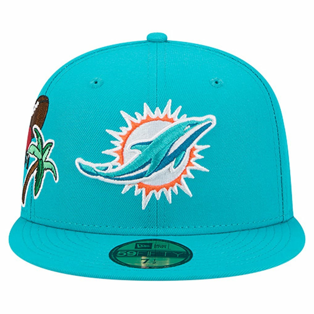 Miami Dolphins New Era Group Chat 59FIFTY Fitted Hat - Aqua - NFL