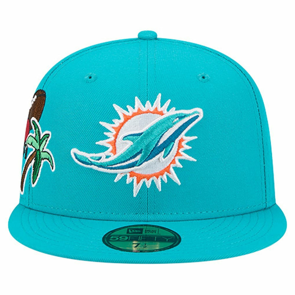 Miami Dolphins New Era Group Chat 59FIFTY Fitted Hat - Aqua - NFL