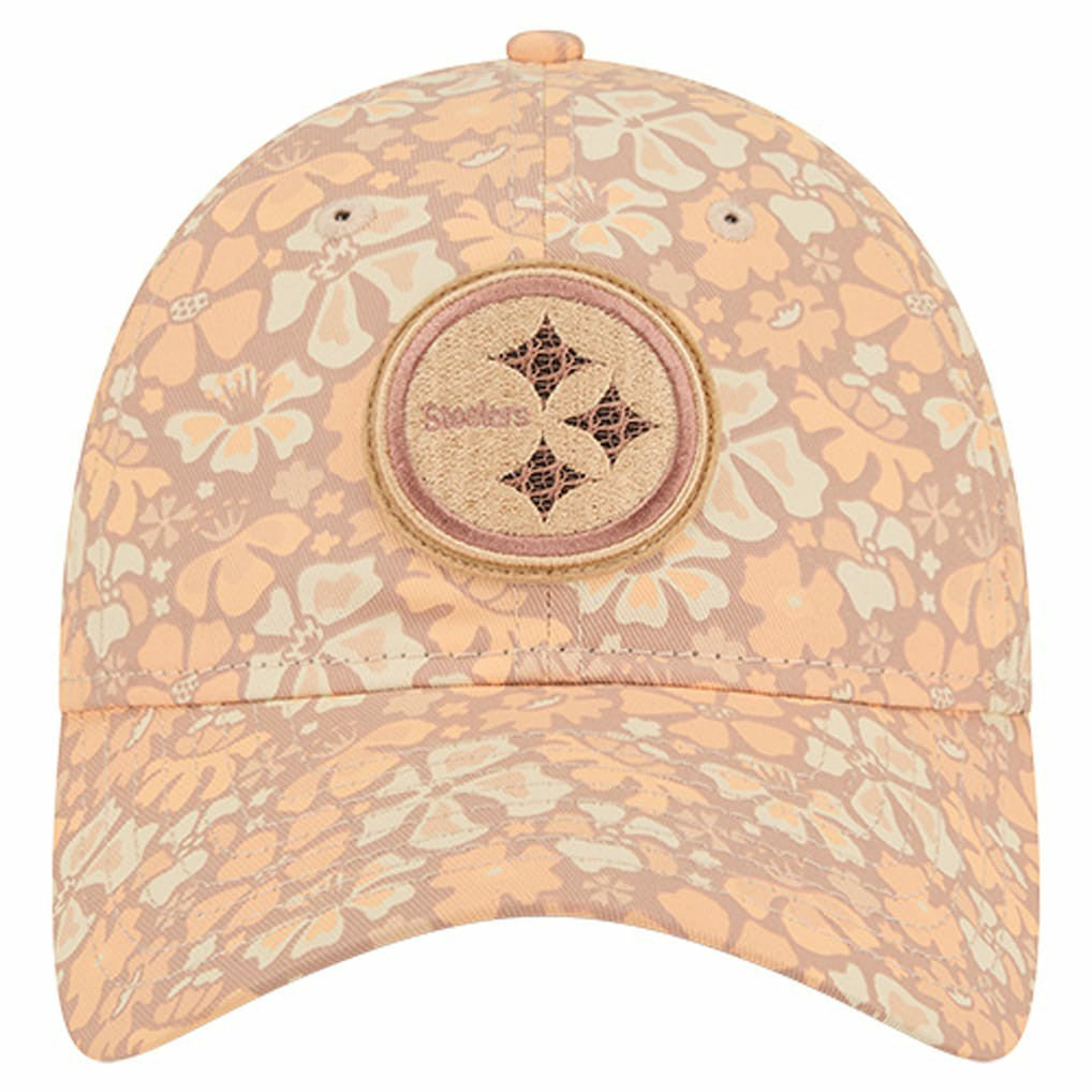 Pittsburgh Steelers New Era Women's Floral 9TWENTY Adjustable Hat - Tan - NFL