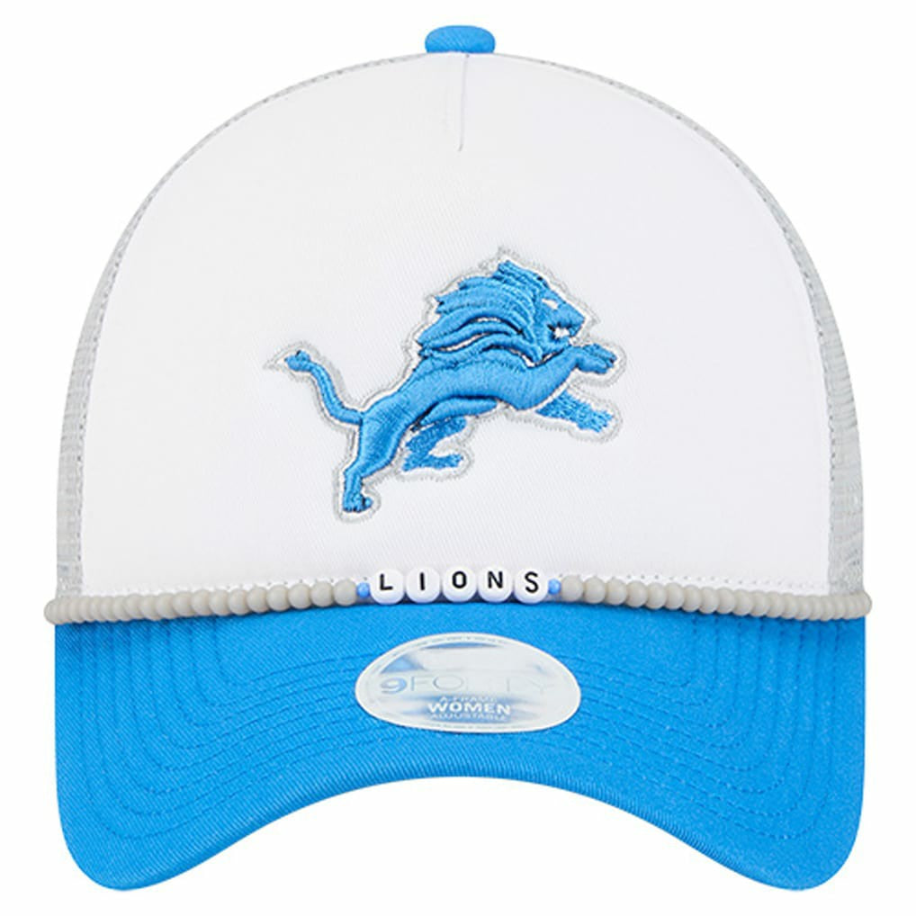 Detroit Lions New Era Women's Friendship Bracelet 9FORTY Adjustable Hat - White/Blue - NFL
