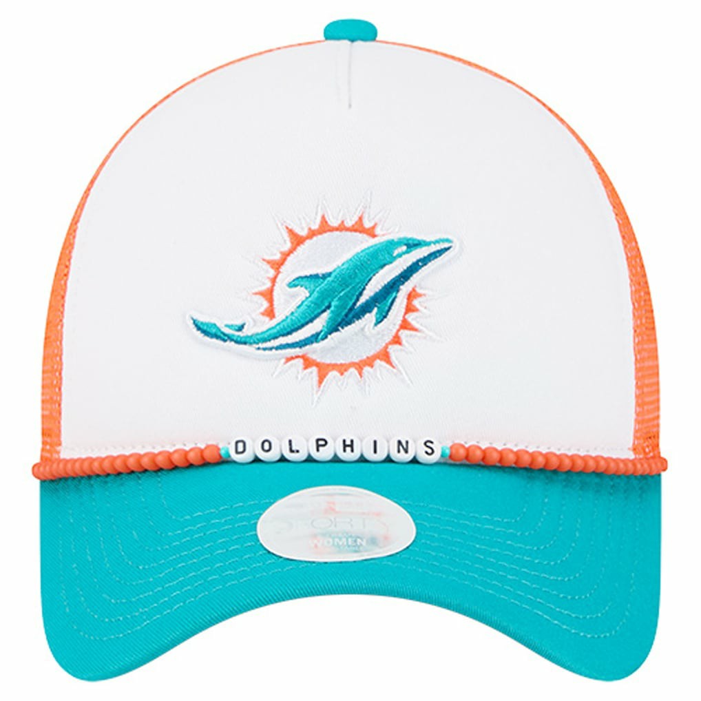 Miami Dolphins New Era Women's Friendship Bracelet 9FORTY Adjustable Hat - White/Aqua - NFL