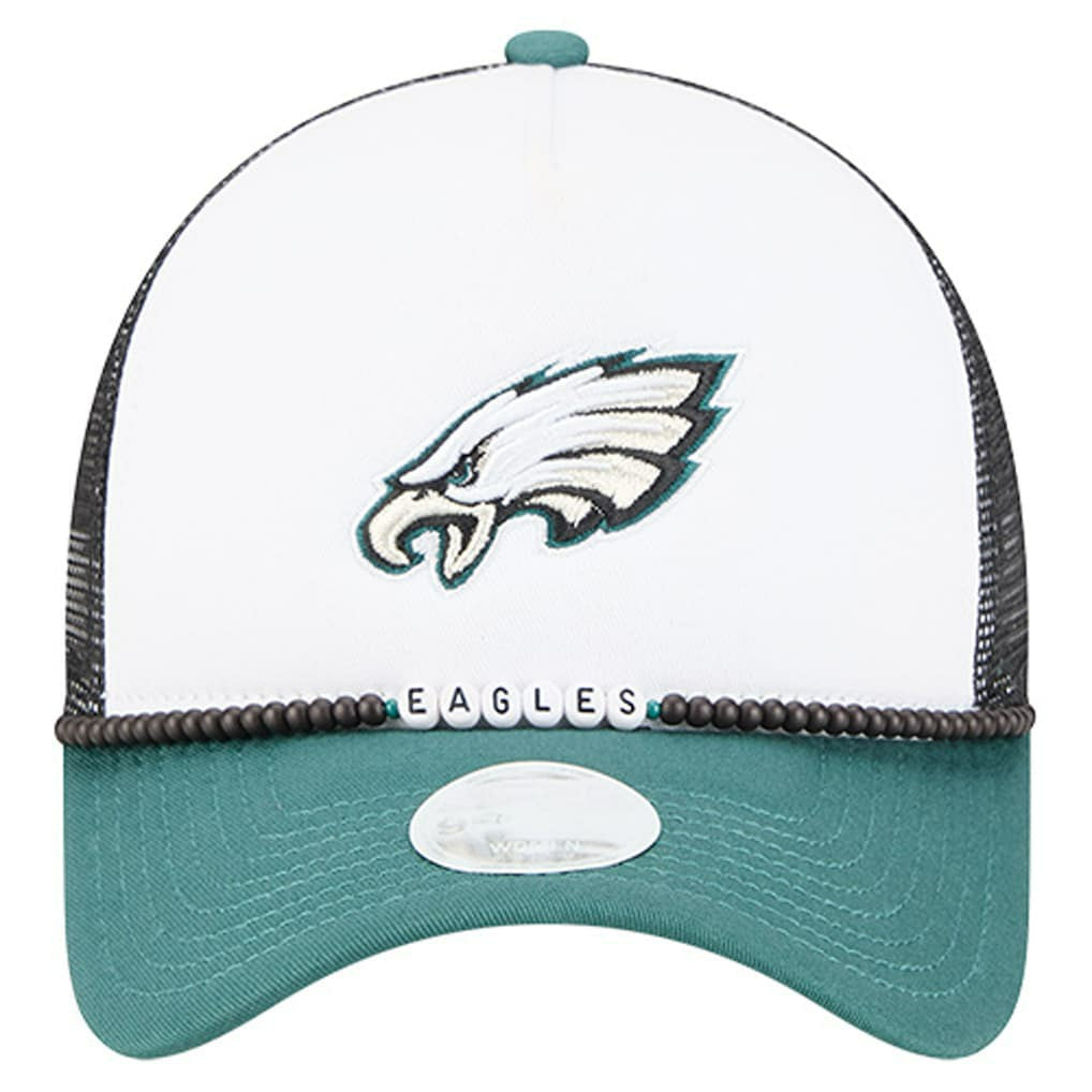 Philadelphia Eagles New Era Women's Friendship Bracelet 9FORTY Adjustable Hat - White/Midnight Green - NFL