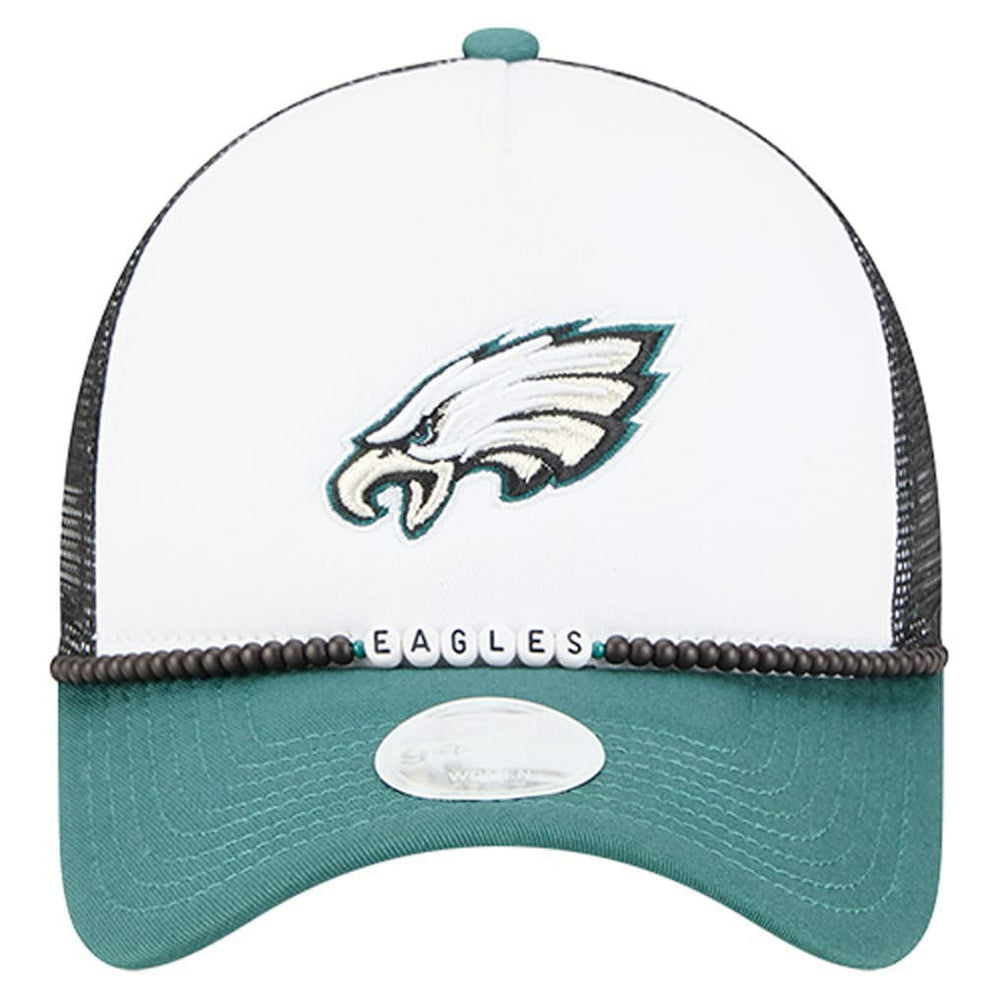 Philadelphia Eagles New Era Women's Friendship Bracelet 9FORTY Adjustable Hat - White/Midnight Green - NFL