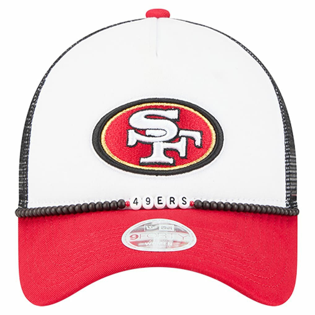 San Francisco 49ers New Era Women's Friendship Bracelet 9FORTY Adjustable Hat - White/Scarlet - NFL
