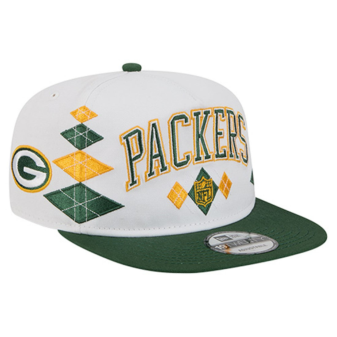Green Bay Packers New Era Argyle 19TWENTY Adjustable Hat - White - NFL