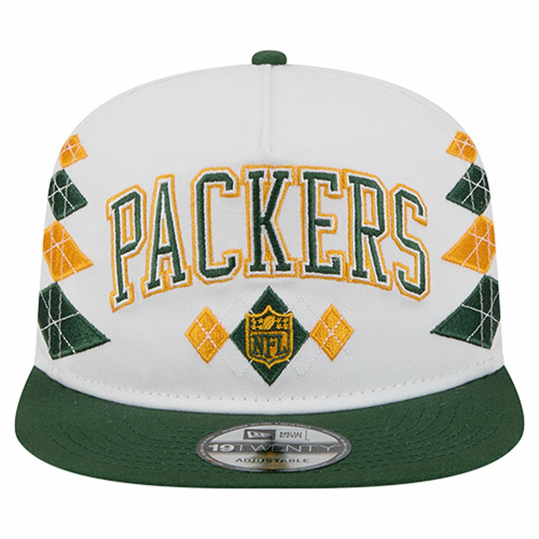 Green Bay Packers New Era Argyle 19TWENTY Adjustable Hat - White - NFL