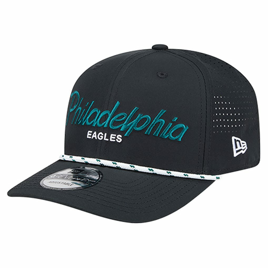 Philadelphia Eagles New Era Script 9SEVENTY Adjustable Hat - Black - NFL