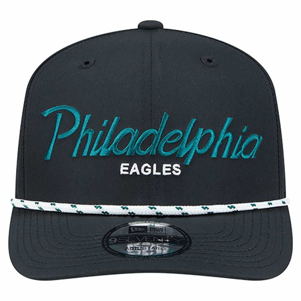 Philadelphia Eagles New Era Script 9SEVENTY Adjustable Hat - Black - NFL