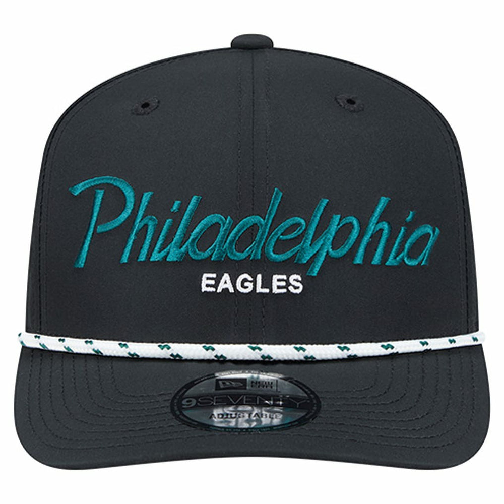 Philadelphia Eagles New Era Script 9SEVENTY Adjustable Hat - Black - NFL
