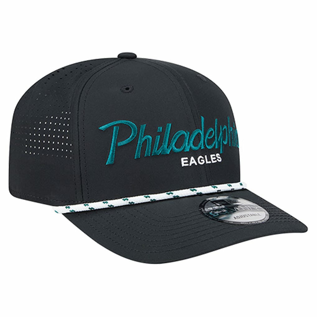 Philadelphia Eagles New Era Script 9SEVENTY Adjustable Hat - Black - NFL
